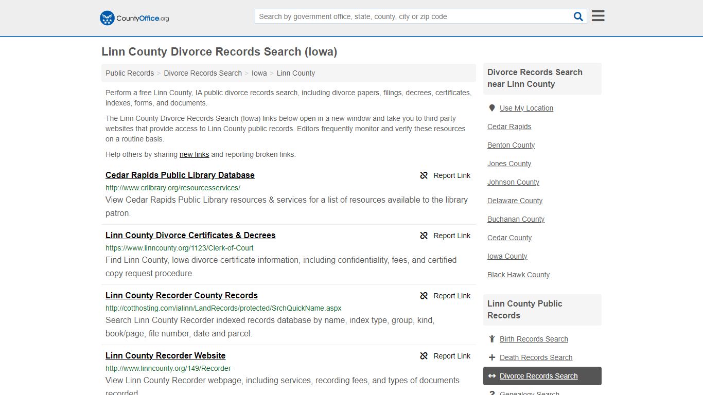 Linn County Divorce Records Search (Iowa) - County Office